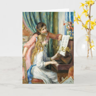 Två unga flickor vid Piano av Auguste Renoir Art Kort