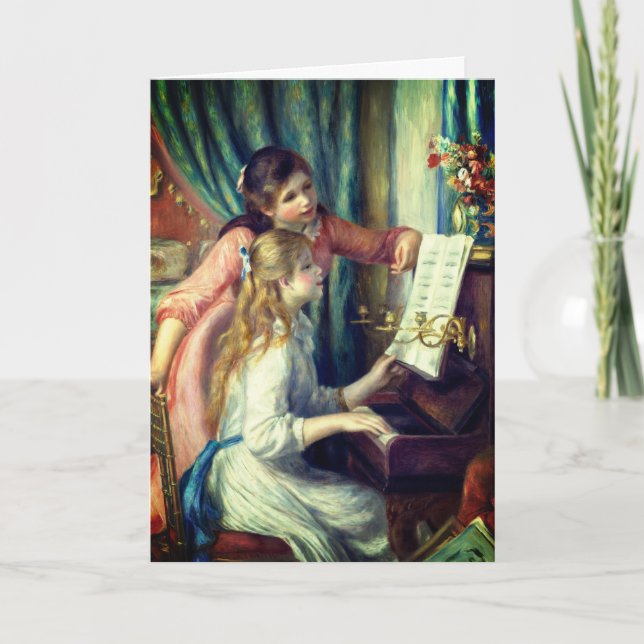 Två unga flickor vid Piano av Renoir: Tom Kort (Framsida)