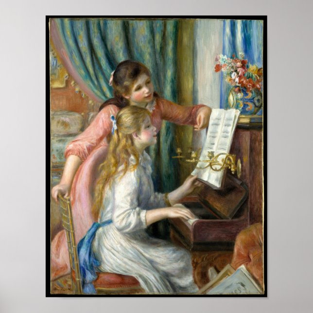 Två unga flickor vid Piano - Renoir - 1892 - Poster (Framsidan)