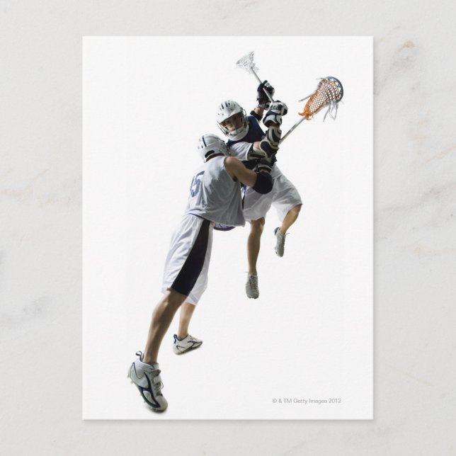Två unga manar spelar lacrosse 2 vykort (Framsida)