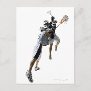 Två unga manar spelar lacrosse 2 vykort
