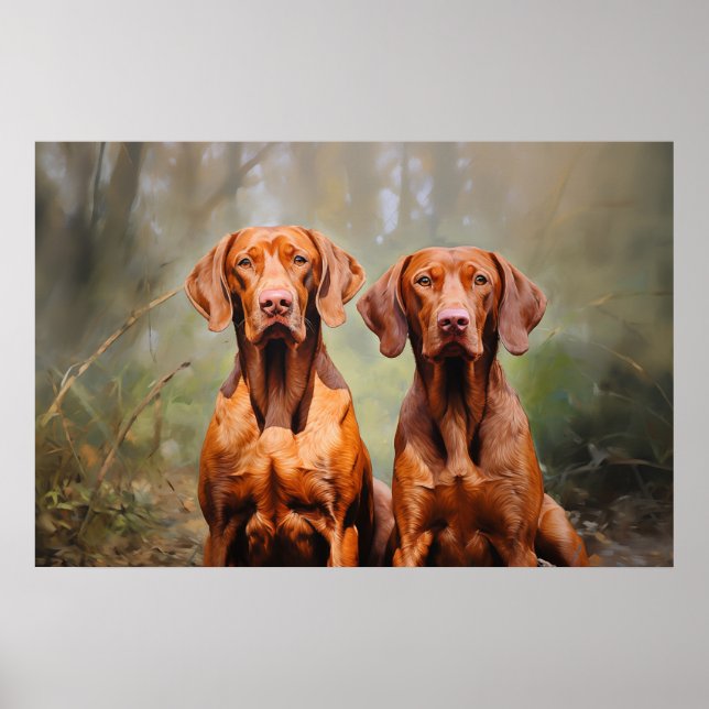 Två ungerska Vizslas Poster (Framsidan)