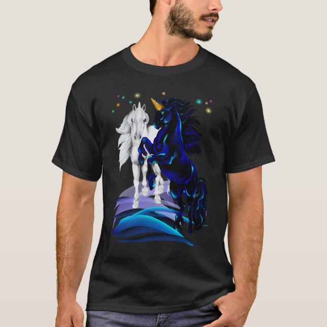 Två Unicorns och vinkara skjortor Tee (Framsida)