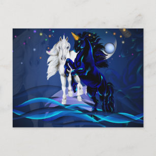 Två Unicorns och WavesPost Card Vykort
