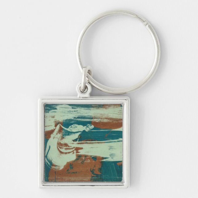 Två upp norr fyrkantig silverfärgad nyckelring (Framsidan)