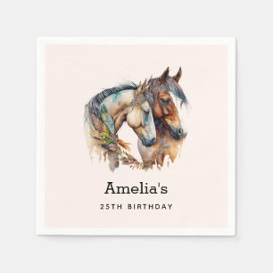 Två vackra hästar Westerna Boho Birthday Pappersservett