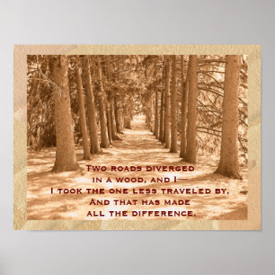 Två vägar - Robert Frost citat - konsttryck Poster
