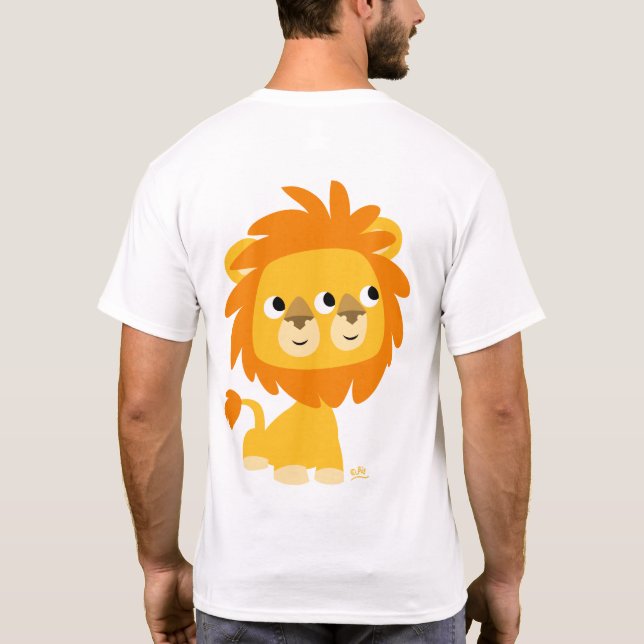 Två-Vänd mot (den tillbaka) lejona T-tröja för T-shirt (Baksida)