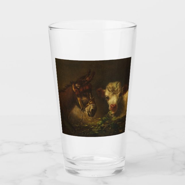 Två vänner (Donkey och Lamb) (Boskap) Glaskopp (Framsida)