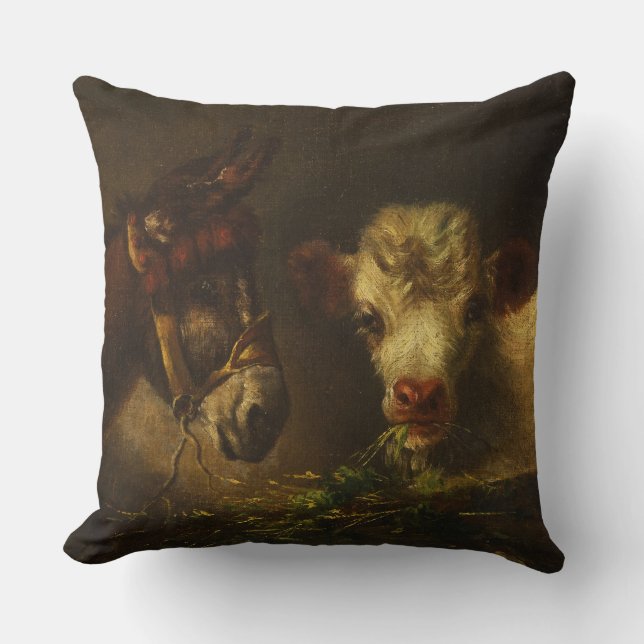 Två vänner (Donkey och Lamb) (Boskap) Kudde (Framsida)