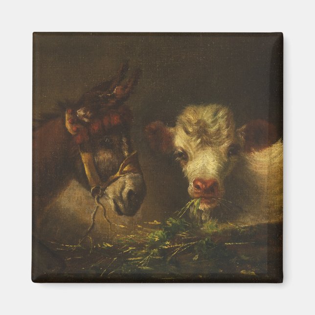 Två vänner (Donkey och Lamb) (Boskap) Magnet (Framsidan)