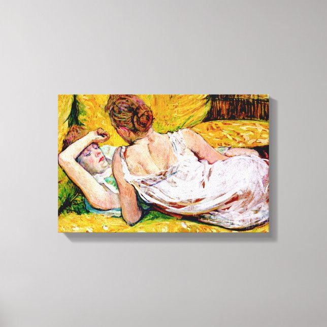 Två vänner målade av Henri de Toulouse-Lautrec Canvastryck (Framsida)