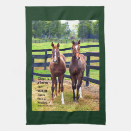 Två vänner med ordspråk 18:24 kökshandduk