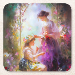 Två vänner underlägg papper kvadrat