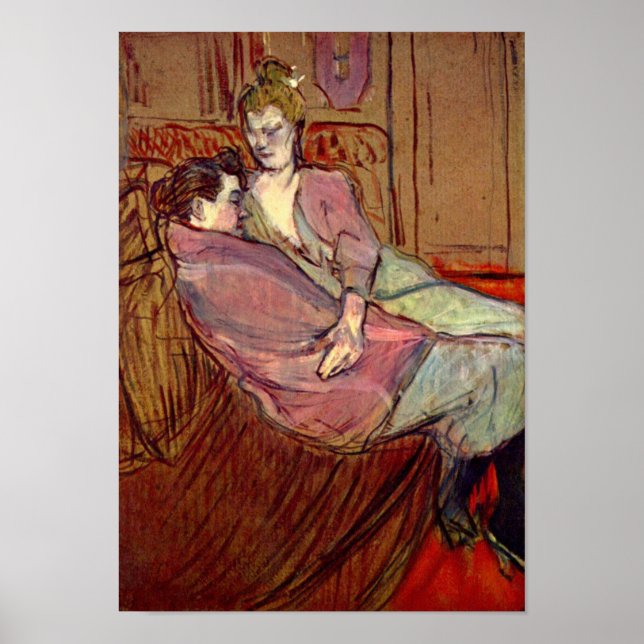 Två vänner vid Brothel av Toulouse-Lautrec Poster (Framsidan)