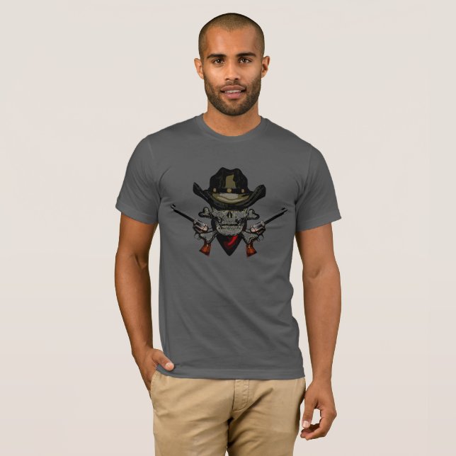 två vapen, cowboykonst för skjorta tee (Hel framsida)