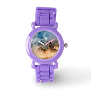 Två vargar i fullt i skogen armbandsur