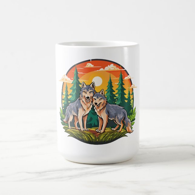 Två vargar kaffemugg (Center)