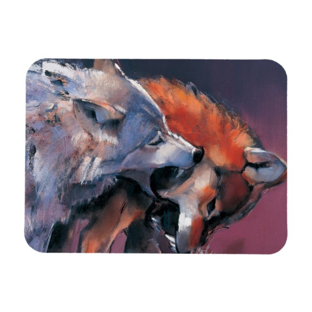 Två Vargar Magnet (Horisontell)