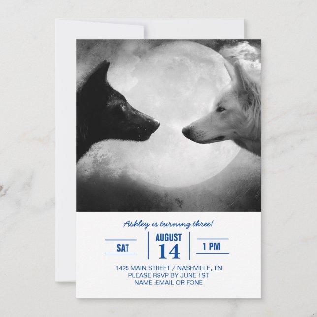 Två vargar mot varandra inbjudningar (Framsida)