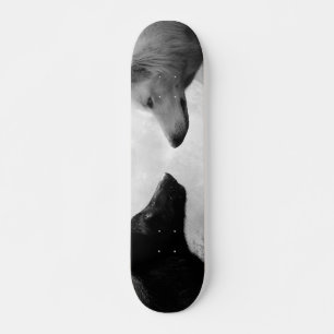 Två vargar mot varandra mini skateboard bräda 18,5 cm