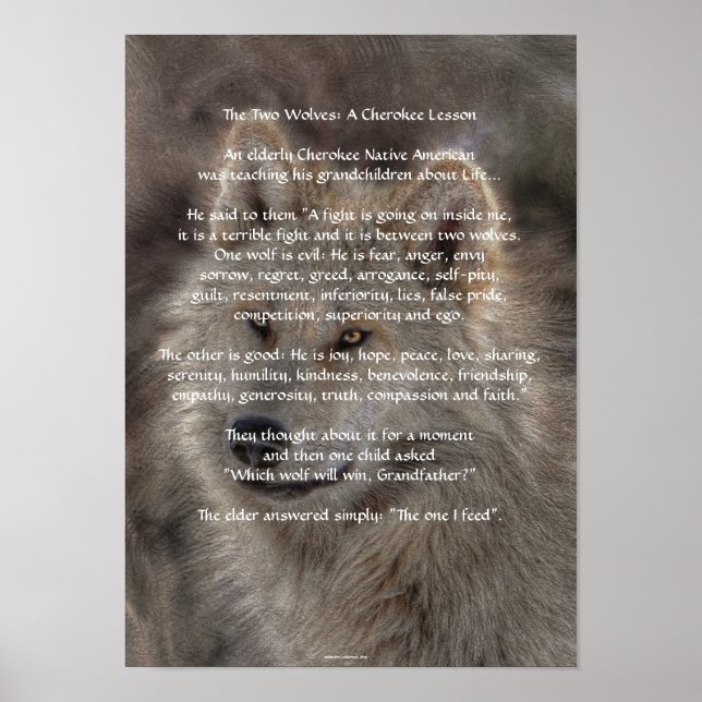 TVÅ VARGAR Poster CHEROKEE TALE Art (Framsidan)