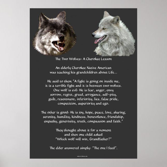 TVÅ VARGAR Poster CHEROKEE TALE Art (Framsidan)