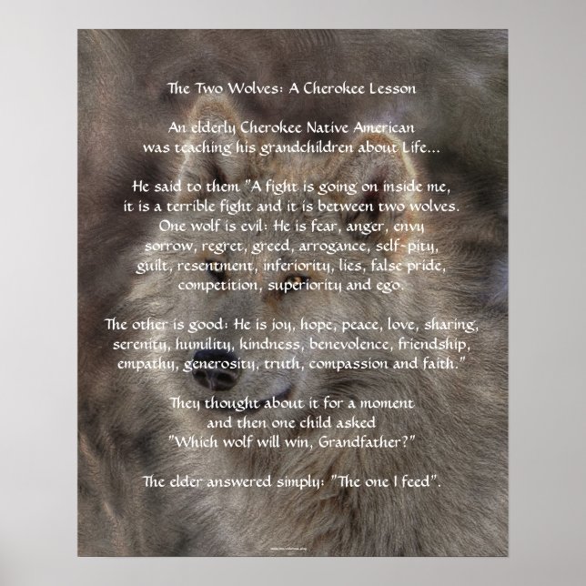 TVÅ VARGAR Poster CHEROKEE TALE Art (Framsidan)