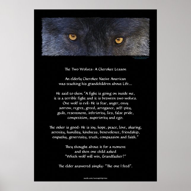 TVÅ VARGAR Poster CHEROKEE TALE Art (Framsidan)