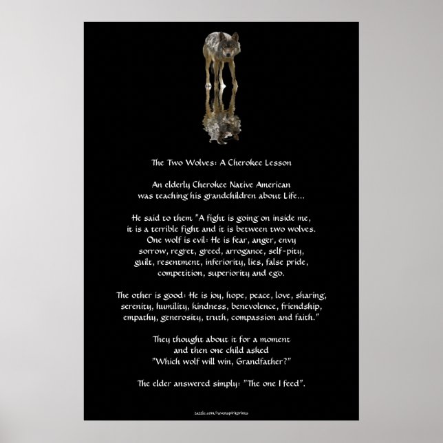 TVÅ VARGAR Poster CHEROKEE TALE Art (Framsidan)