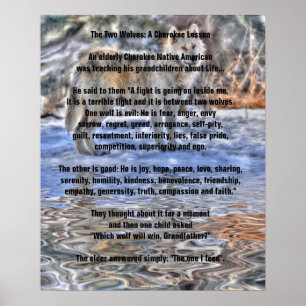 TVÅ VARGAR Poster CHEROKEE TALE Art