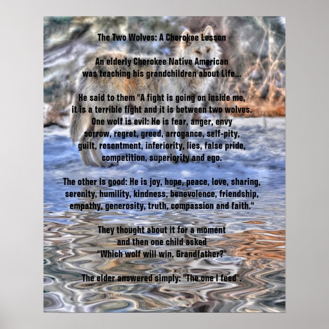 TVÅ VARGAR Poster CHEROKEE TALE Art (Framsidan)