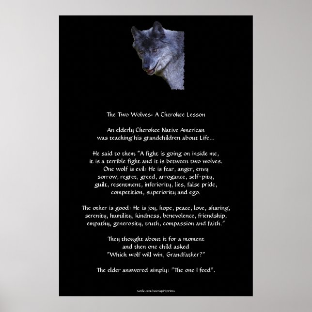 TVÅ VARGAR Poster CHEROKEE TALE Art (Framsidan)