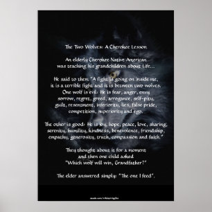 TVÅ VARGAR Poster CHEROKEE TALE Art