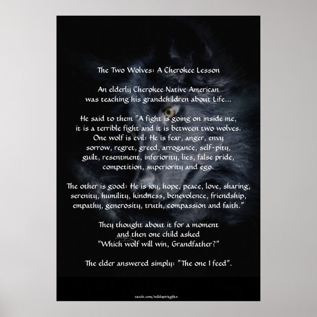 TVÅ VARGAR Poster CHEROKEE TALE Art (Framsidan)