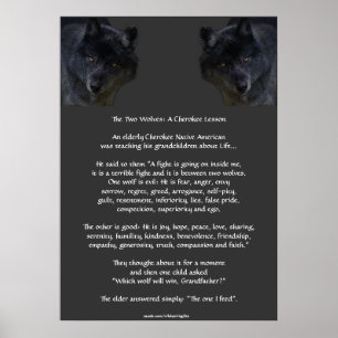 TVÅ VARGAR Poster CHEROKEE TALE Art