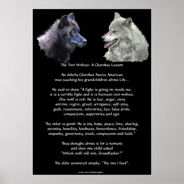 TVÅ VARGAR Poster CHEROKEE TALE Art (Framsidan)