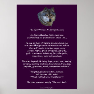 TVÅ VARGAR Poster CHEROKEE TALE Art