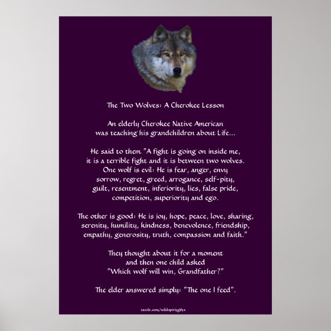 TVÅ VARGAR Poster CHEROKEE TALE Art (Framsidan)