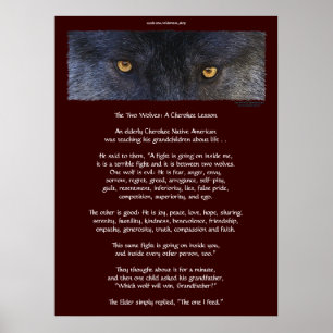 TVÅ VARGAR Poster CHEROKEE TALE Art