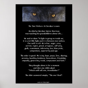 TVÅ VARGAR Poster CHEROKEE TALE Art