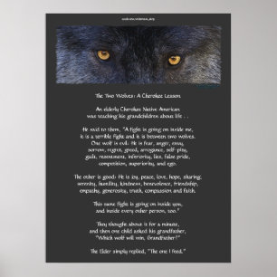 TVÅ VARGAR Poster CHEROKEE TALE Art