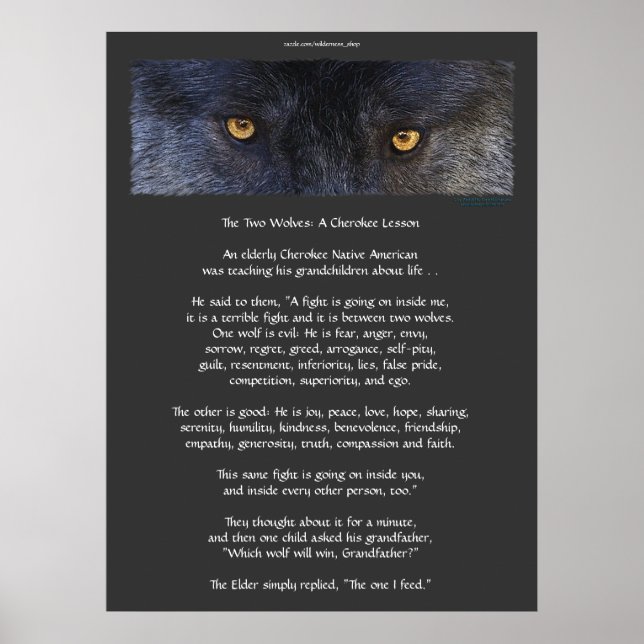 TVÅ VARGAR Poster CHEROKEE TALE Art (Framsidan)
