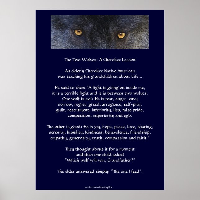 TVÅ VARGAR Poster CHEROKEE TALE Art (Framsidan)