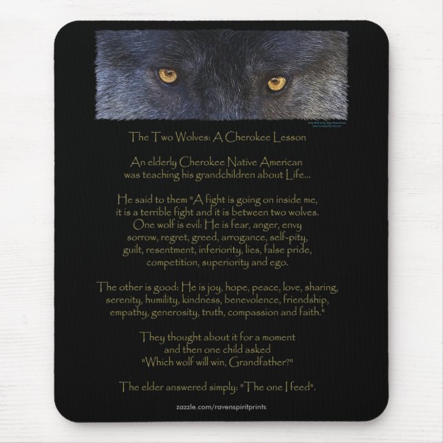 TVÅ VARGER CHEROKEE TALE Art Mousepad Musmatta (Framsidan)