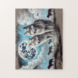 Två Varger i Moonlight med Pack Pussel