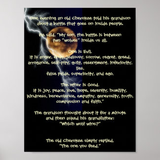 Två Varger - Inbyggd amerikansk metafor Poster