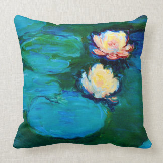 Två Vatten Lily Flowers Claude Monet Fine Art Kudde