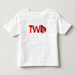 "Två" Vattenfärg Nyckelpiga 2-års Födelsedags T-Sh T Shirt