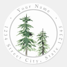 Två vattenfärgssetiketter för Gräs Träd